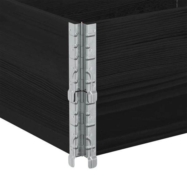 Палетни страници, черно, 2 бр, 150x50см, борова дървесина масив