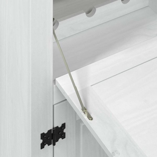 Шкаф за вино Бяло 97 x 45 x 114 см Солидно борово дърво