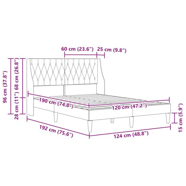Рамка за легло с таблото Черен 120 x 190 cm Кадифе