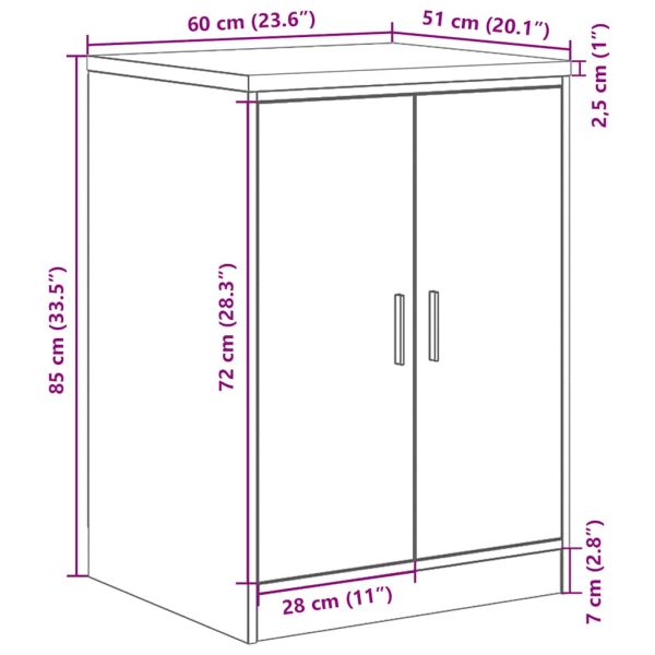 Гаражен шкаф за съхранение, бетонно сив, 60x51x85 см, бор масив