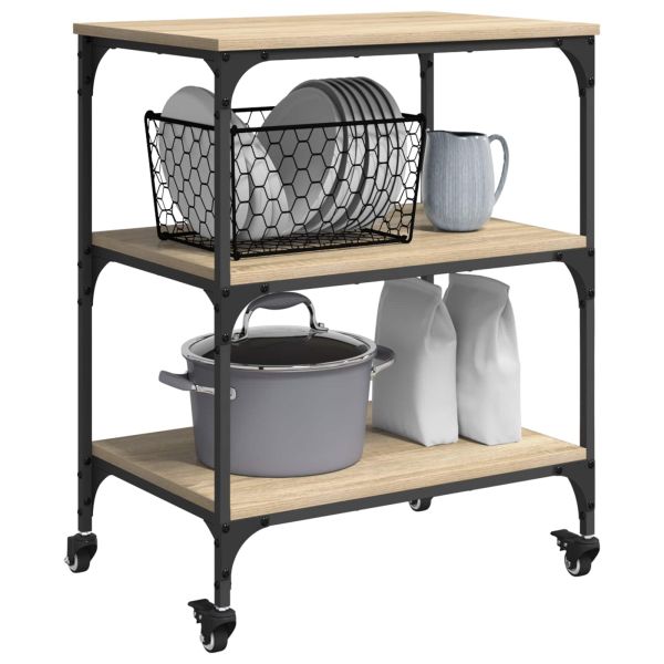 Кухненска количка Сонома дъб 60 x 41 x 76 см Инженерно дърво