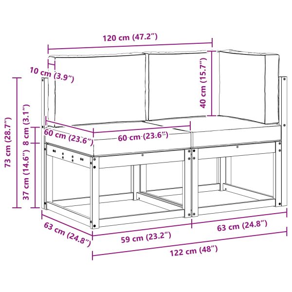Външен модулен и ъглов диван 2 Брой Естествено и светло сиво