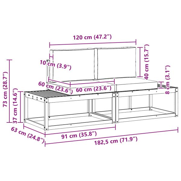 Външен край на диван 2 Брой Естествено и светло сиво
