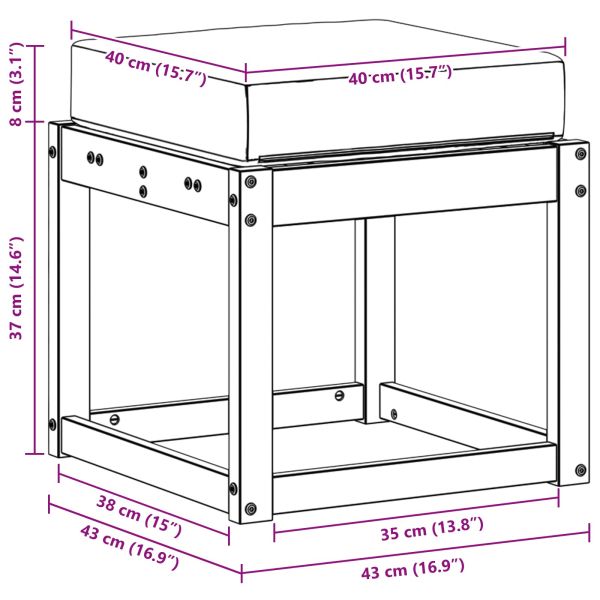 Столче пейка Естествено и светло сиво 43 x 43 x 37 см