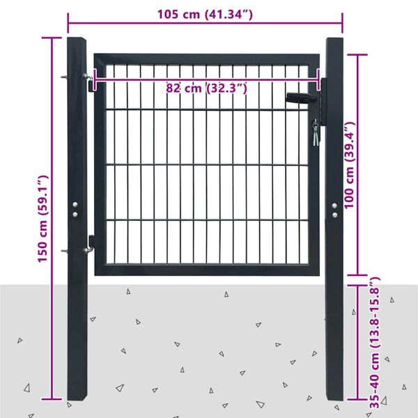 Оградна порта от стомана, антрацит, 100x100 см
