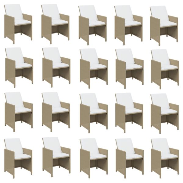 Градински комплект с възглавници 21 части бежов полиратан