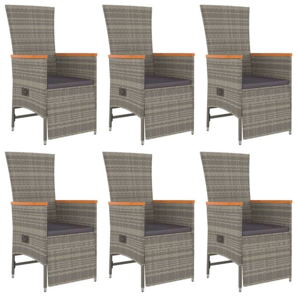 Градински трапезен комплект 7 части с възглавници сив полиратан