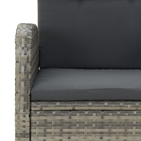 Градински трапезен комплект 7 части с възглавници сив полиратан