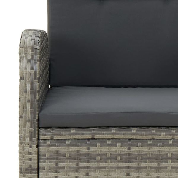 Градински трапезен комплект 7 части с възглавници сив полиратан