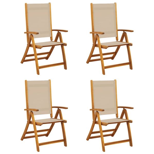 Сгъваеми градински столове, 4 бр, акация масив и textilene