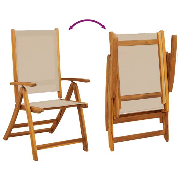 Сгъваеми градински столове, 4 бр, акация масив и textilene