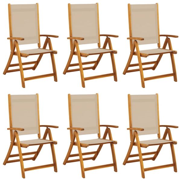 Сгъваеми градински столове, 6 бр, акация масив и textilene