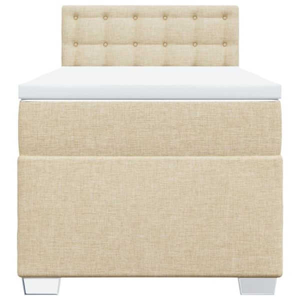 Боксспринг легло с матрак, кремаво, 100x200 см, плат