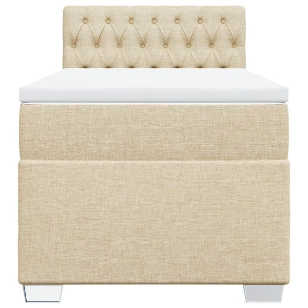 Боксспринг легло с матрак, кремаво, 100x200 см, плат