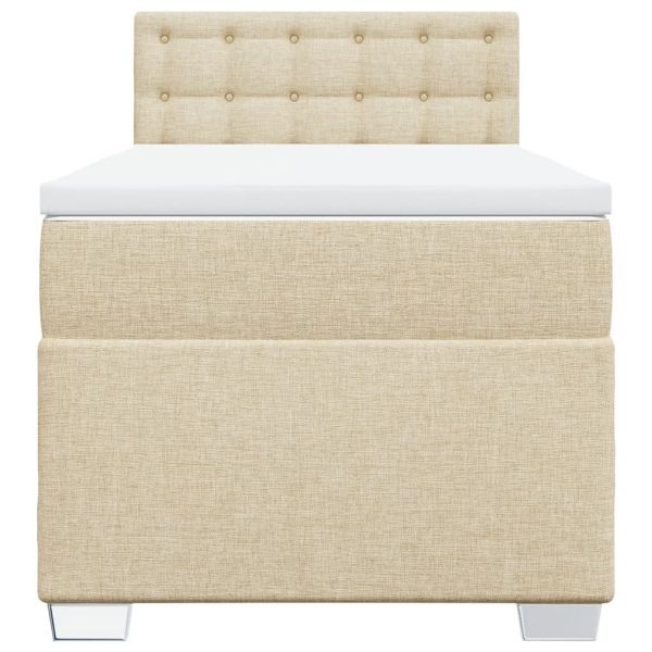 Боксспринг легло с матрак, кремаво, 100x200 см, плат