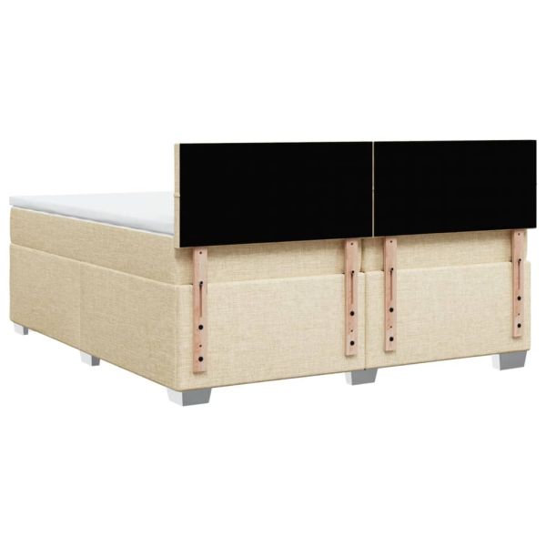 Боксспринг легло с матрак, кремаво, 200x200 см, плат