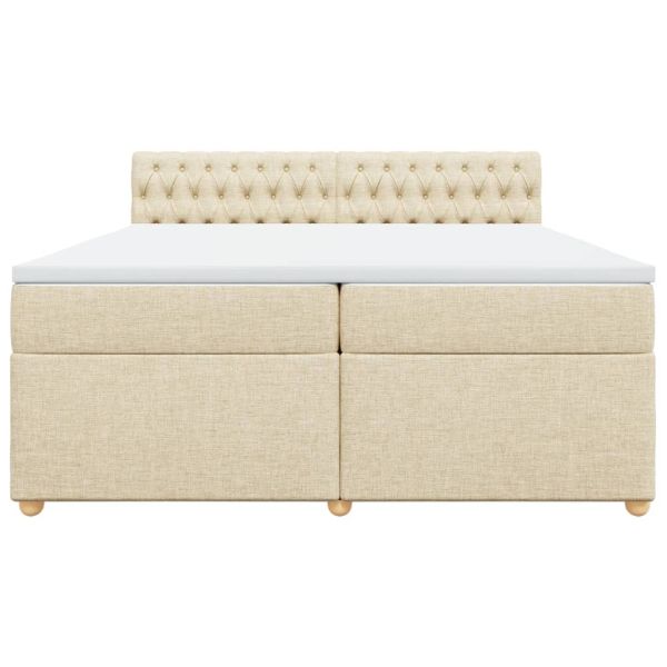 Боксспринг легло с матрак, кремаво, 200x200 см, плат