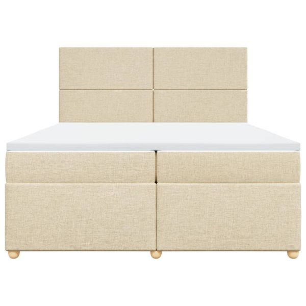 Боксспринг легло с матрак, кремаво, 200x200 см, плат