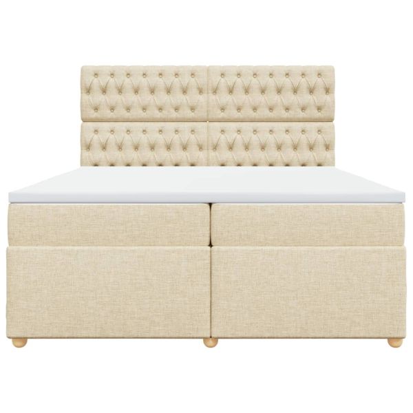 Боксспринг легло с матрак, кремаво, 200x200 см, плат