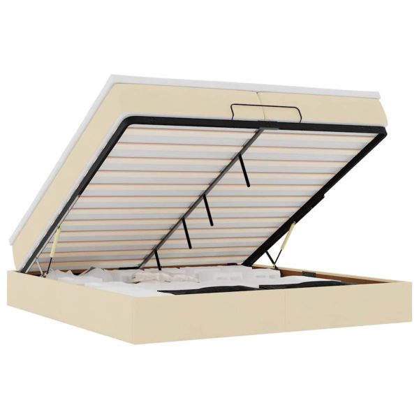 Османска легло с матраци, кремаво, 200x200 см, плат