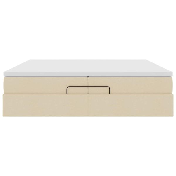 Османска легло с матраци, кремаво, 200x200 см, плат