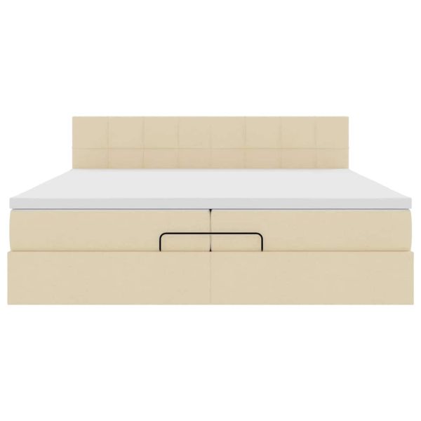 Османска легло с матрак, кремава, 200x200 см, плат