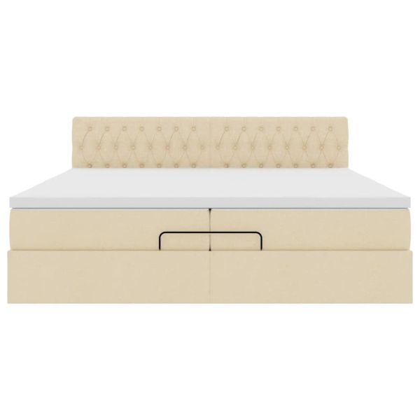 Османска легло с матрак, кремава, 200x200 см, плат