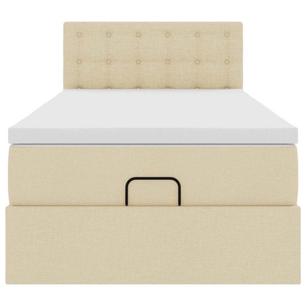 Османска легло с матрак и LED, кремаво, 100x200 см, плат