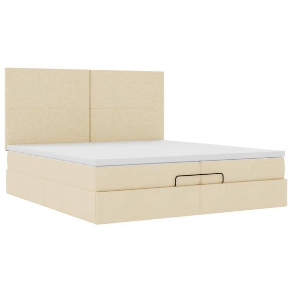 Османска легло с матраци, кремаво, 200x200 см, плат