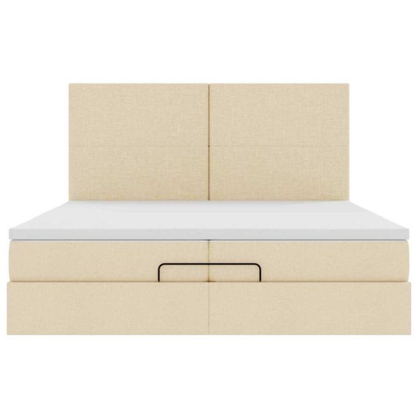 Османска легло с матраци, кремаво, 200x200 см, плат