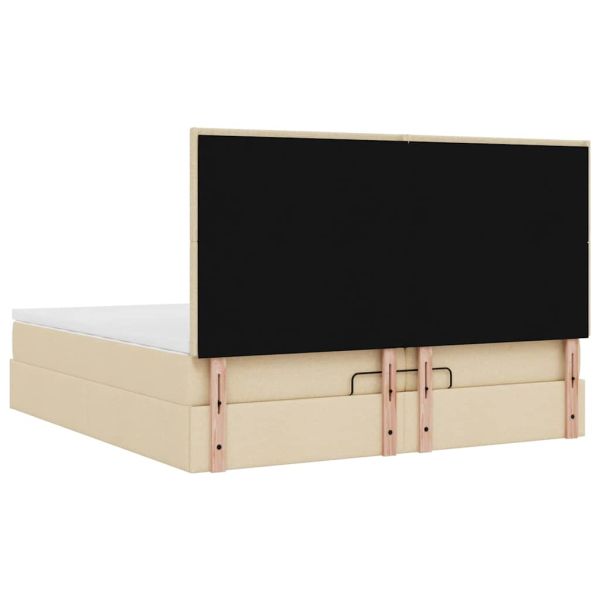 Османска легло с матраци, кремаво, 200x200 см, плат