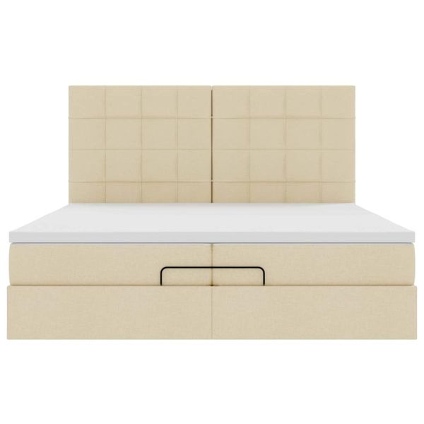 Османска легло с матраци, кремаво, 200x200 см, плат