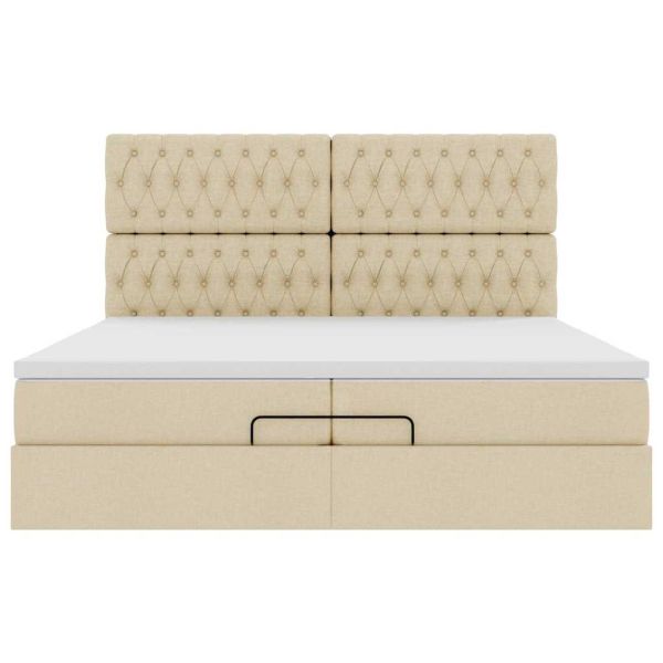 Османска легло с матраци, кремаво, 200x200 см, плат