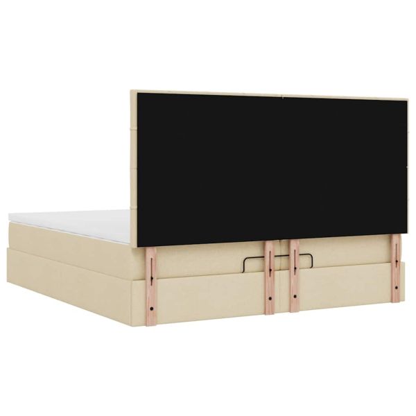 Османска легло с матрак и LED, кремаво, 200x200 см, плат