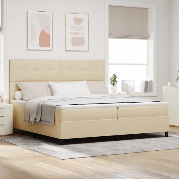 Легло с пружинирана основа с матрак Крем 200 x 200 cm текстил