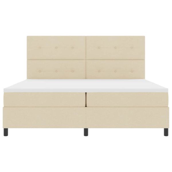 Легло с пружинирана основа с матрак Крем 200 x 200 cm текстил