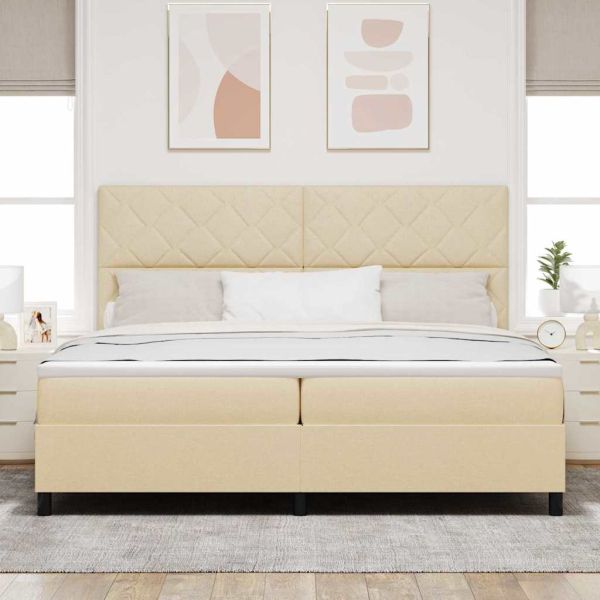 Легло с пружинирана основа с матрак Крем 200 x 200 cm текстил