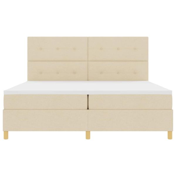 Легло с пружинирана основа с матрак Крем 200 x 200 cm текстил