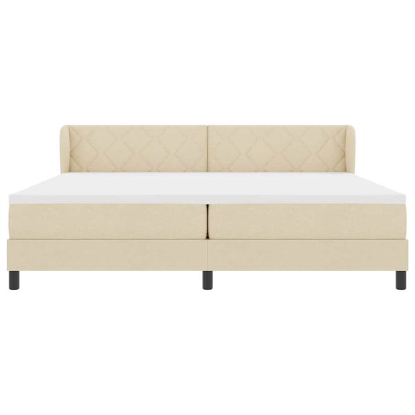 Легло с пружинирана основа с матрак Крем 200 x 200 cm текстил