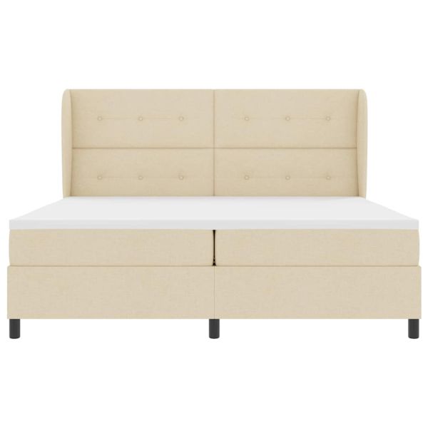 Легло с пружинирана основа с матрак Крем 200 x 200 cm текстил