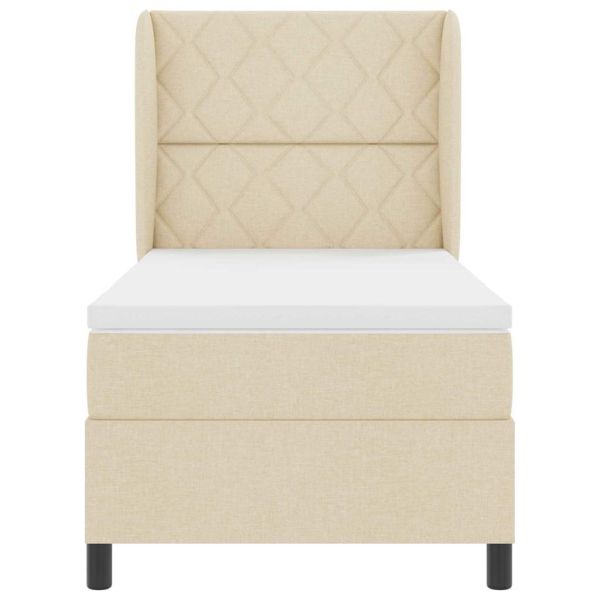 Легло с пружинирана основа с матрак Крем 100 x 200 cm текстил