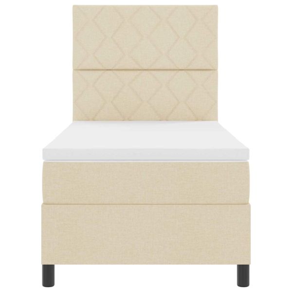 Легло с пружинирана основа с матрак Крем 100 x 200 cm текстил