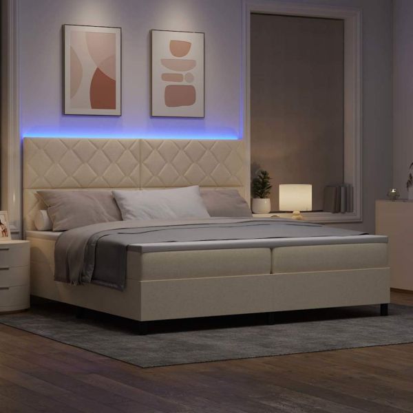 Легло с пружинирана основа с матрак Крем 200 x 200 cm текстил