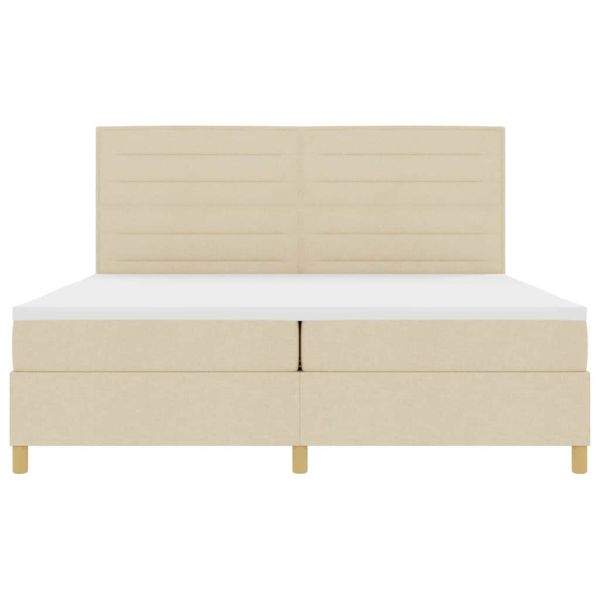 LED кутия за пружини с легло с матрак Крем 200 x 200 cm текстил