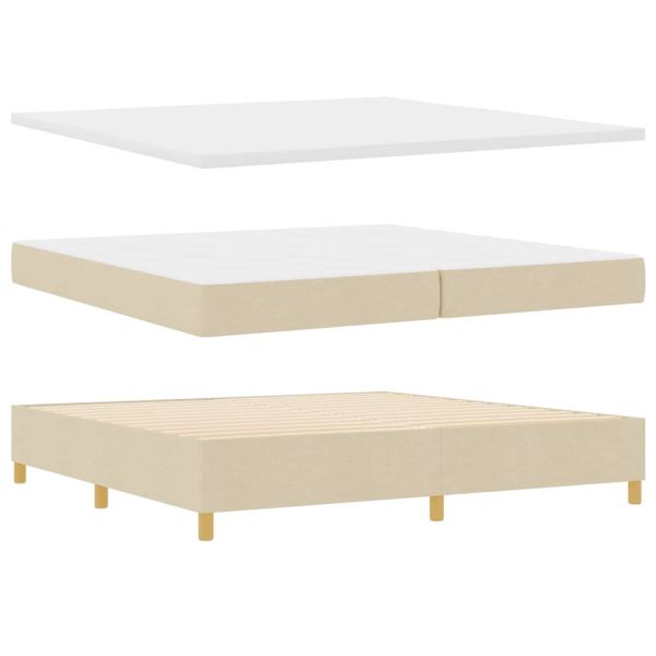 LED кутия за пружини с легло с матрак Крем 200 x 200 cm текстил