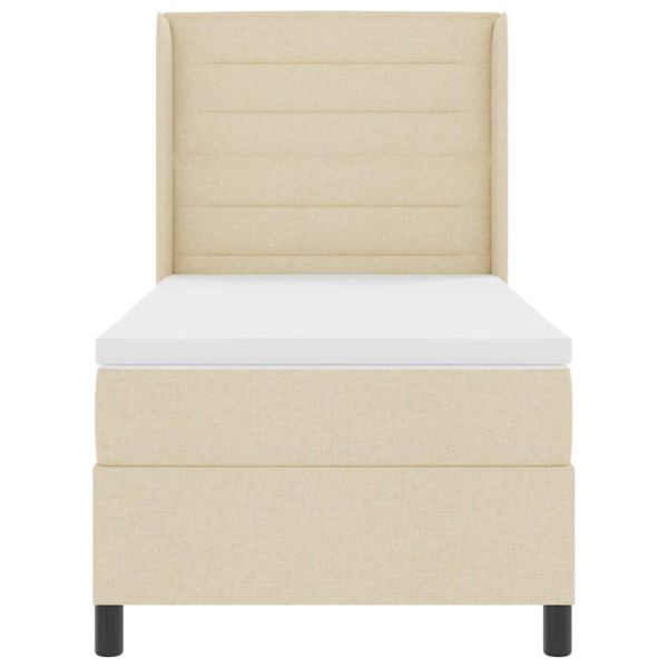 LED кутия за пружини с легло с матрак Крем 100 x 200 cm текстил