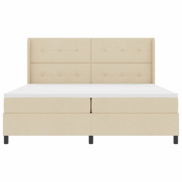 LED кутия за пружини с легло с матрак Крем 200 x 200 cm текстил