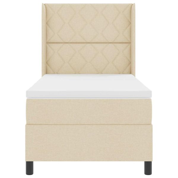 LED кутия за пружини с легло с матрак Крем 100 x 200 cm текстил