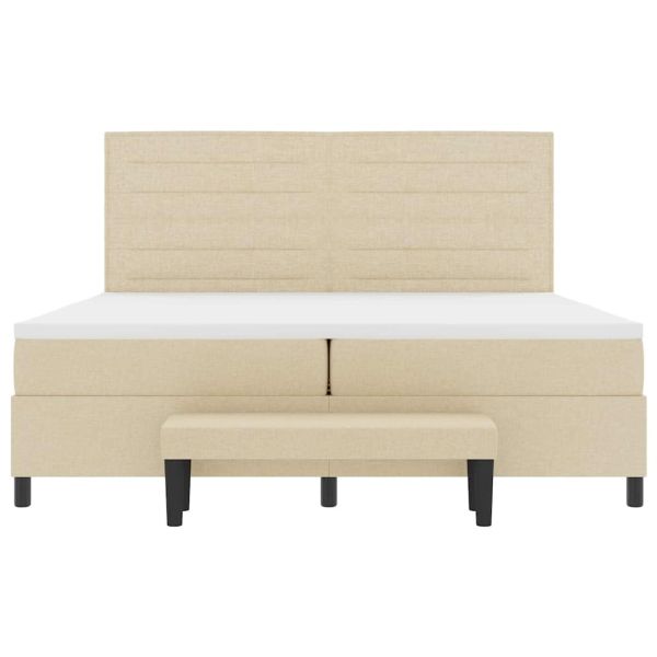 Легло с пружинирана основа с матрак Крем 200 x 200 cm текстил