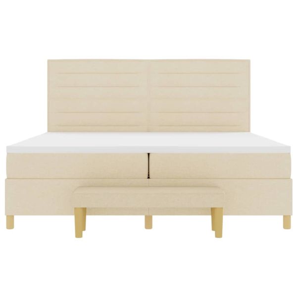 Легло с пружинирана основа с матрак Крем 200 x 200 cm текстил